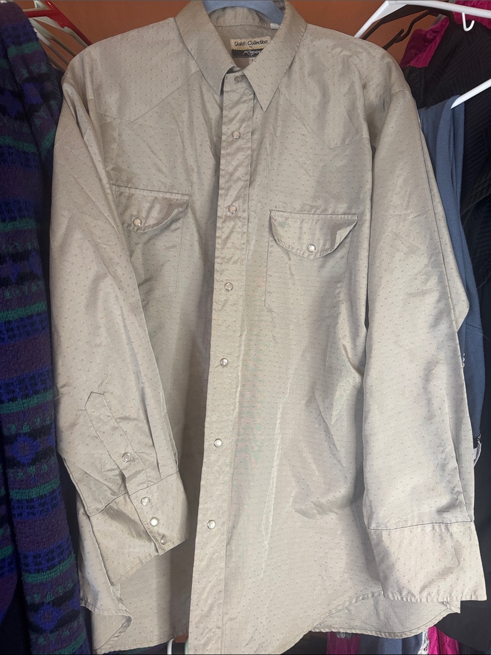 Roper’s Gold Collection Men's Button-Down Western Shirt in Light Grey